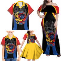 Venezuela Libre Family Matching Off Shoulder Maxi Dress and Hawaiian Shirt Freedom And National Pride - Wonder Print Shop