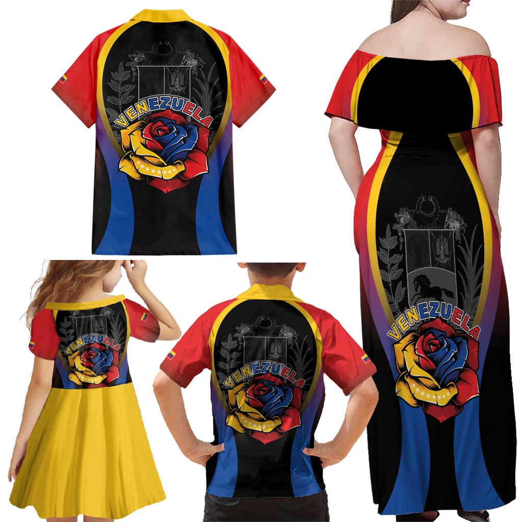 Venezuela Libre Family Matching Off Shoulder Maxi Dress and Hawaiian Shirt Freedom And National Pride - Wonder Print Shop