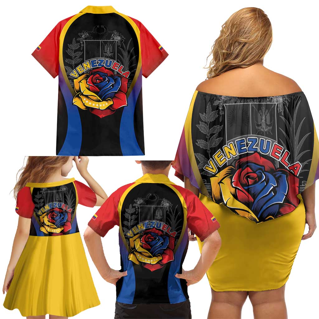 Venezuela Libre Family Matching Off Shoulder Short Dress and Hawaiian Shirt Freedom And National Pride - Wonder Print Shop