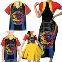 Venezuela Libre Family Matching Short Sleeve Bodycon Dress and Hawaiian Shirt Freedom And National Pride - Wonder Print Shop