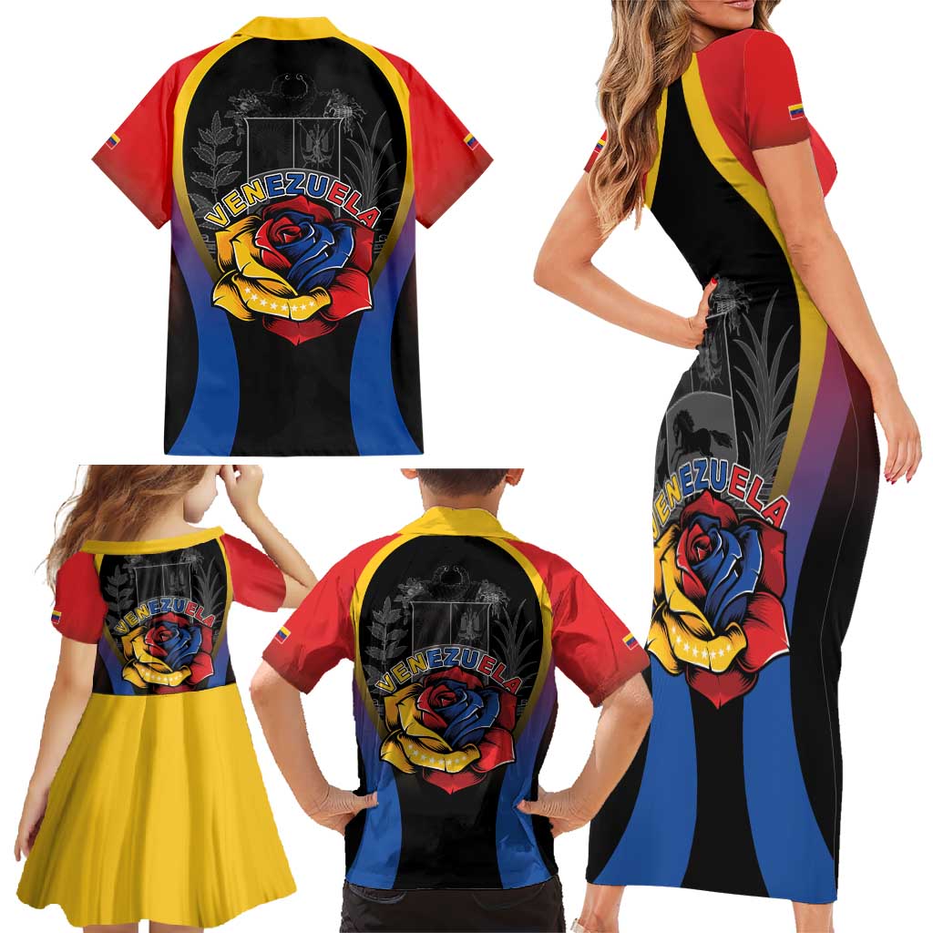 Venezuela Libre Family Matching Short Sleeve Bodycon Dress and Hawaiian Shirt Freedom And National Pride - Wonder Print Shop