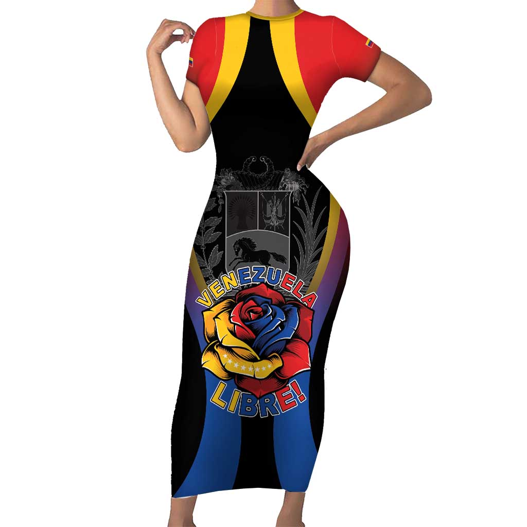 Venezuela Libre Family Matching Short Sleeve Bodycon Dress and Hawaiian Shirt Freedom And National Pride - Wonder Print Shop