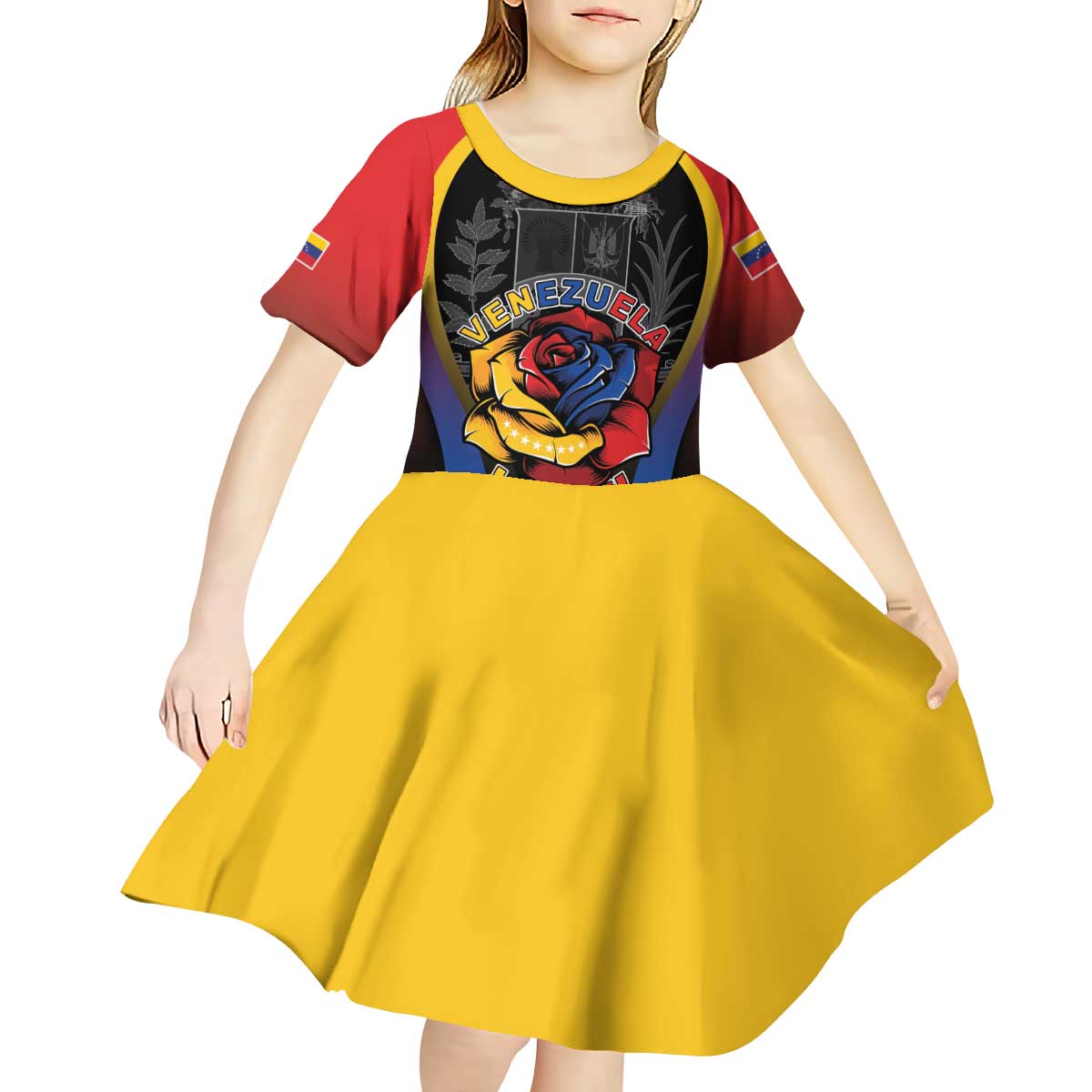Venezuela Libre Kid Short Sleeve Dress Freedom And National Pride - Wonder Print Shop