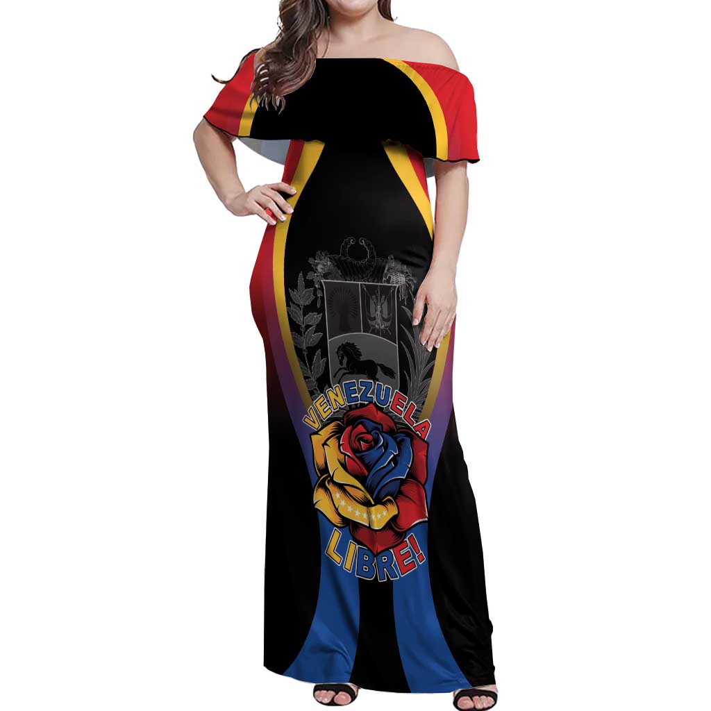 Venezuela Libre Off Shoulder Maxi Dress Freedom And National Pride - Wonder Print Shop