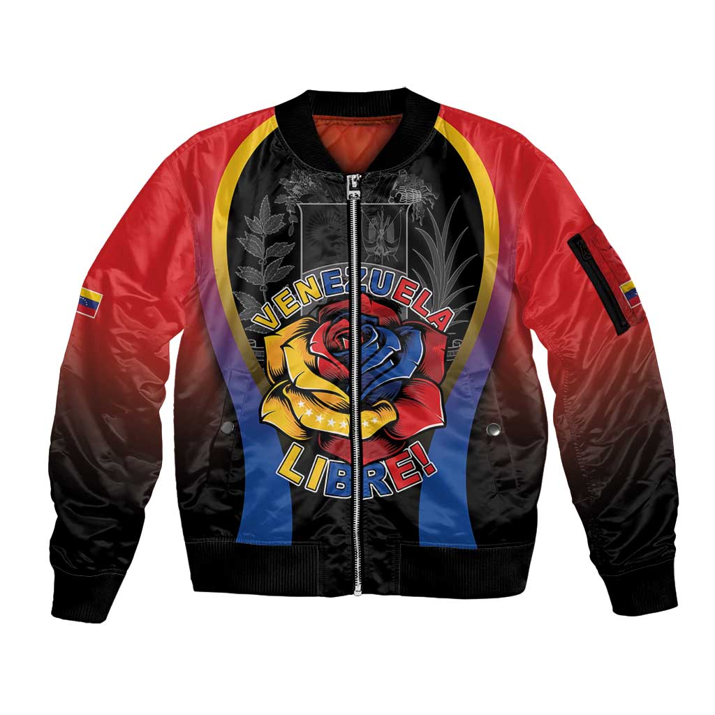 Venezuela Libre Sleeve Zip Bomber Jacket Freedom And National Pride - Wonder Print Shop