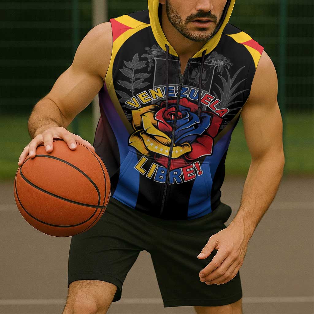 Venezuela Libre Sleeveless Zip Hoodie Freedom And National Pride - Wonder Print Shop
