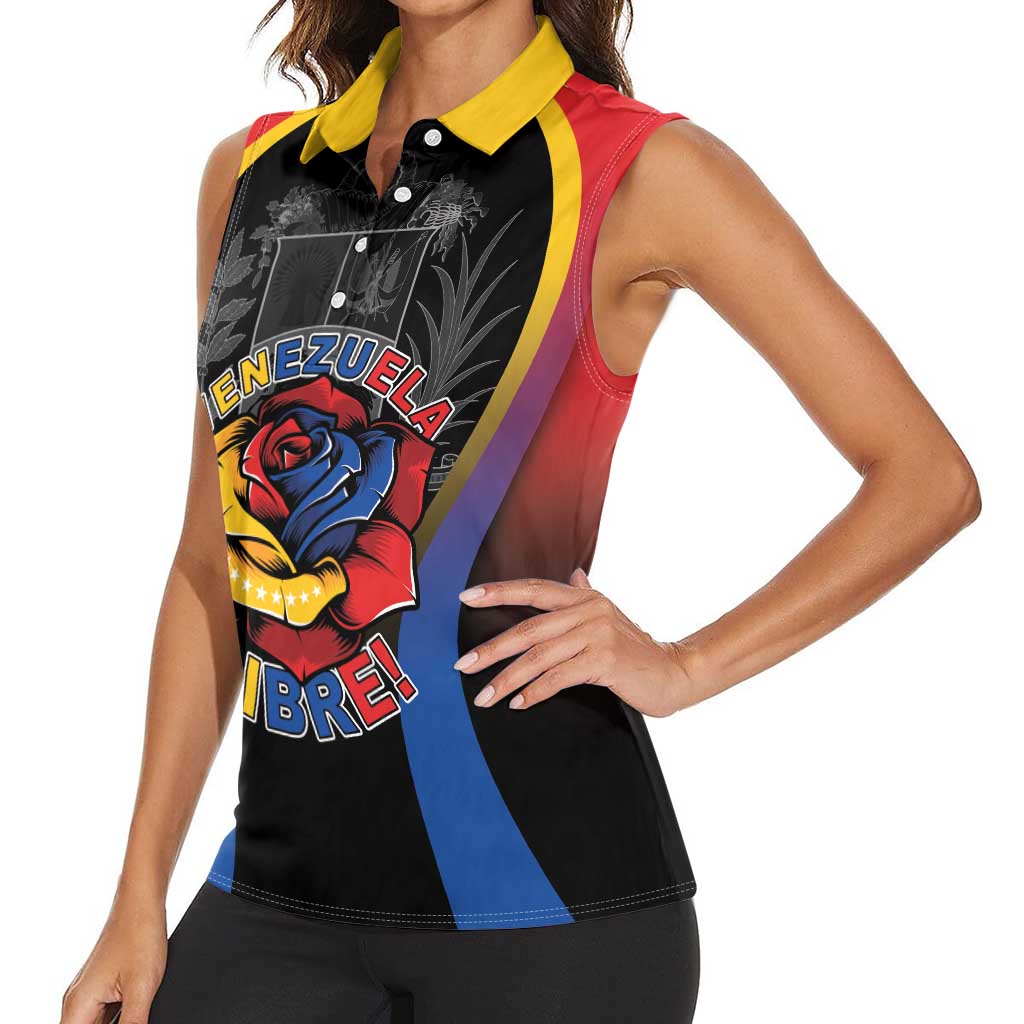 Venezuela Libre Women Sleeveless Polo Shirt Freedom And National Pride - Wonder Print Shop