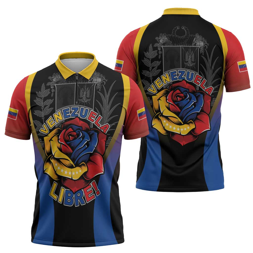Venezuela Libre Zipper Polo Shirt Freedom And National Pride - Wonder Print Shop