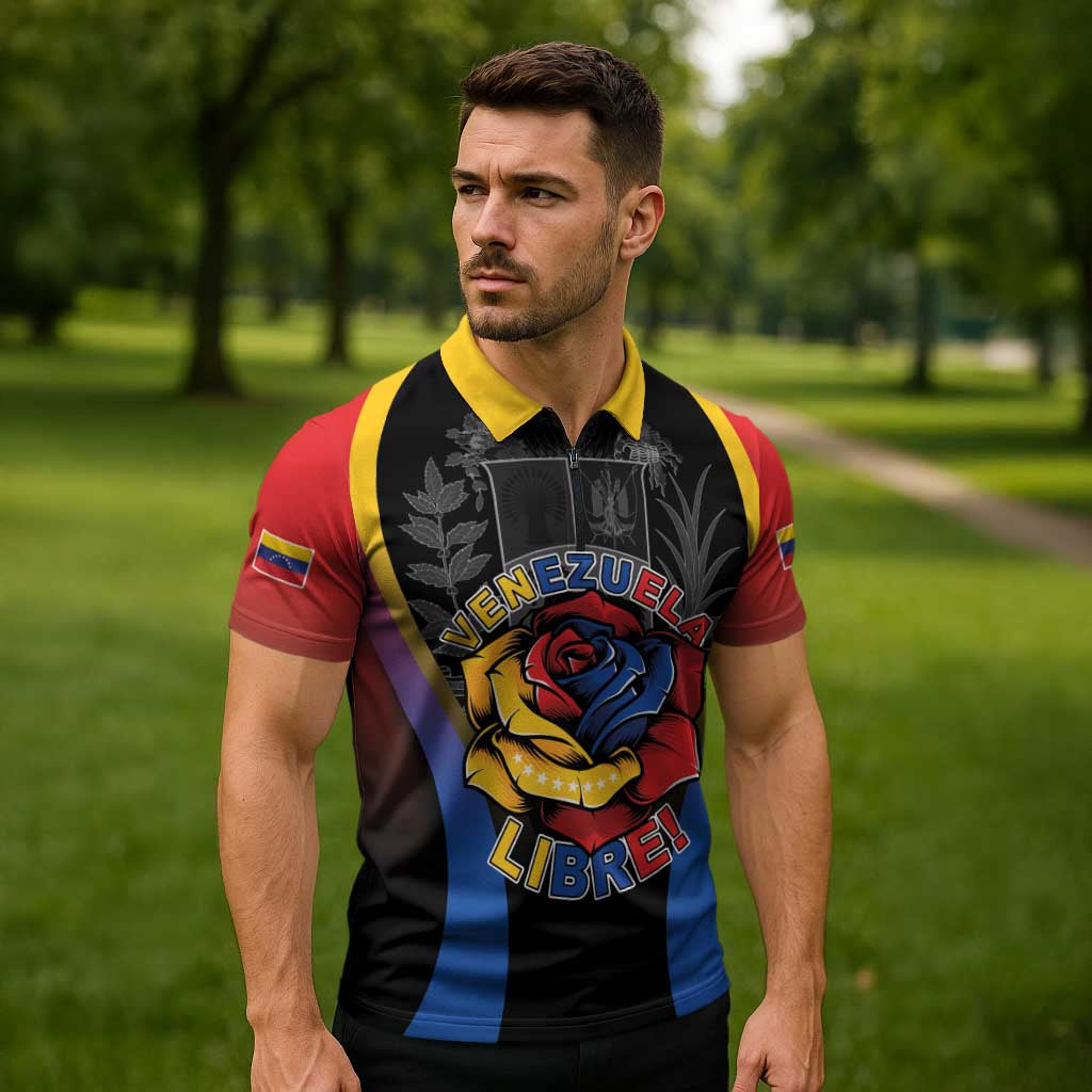 Venezuela Libre Zipper Polo Shirt Freedom And National Pride - Wonder Print Shop