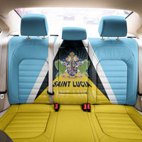 Saint Lucia Back Car Seat Cover Coat Of Arm With Palm Leaf Pattern