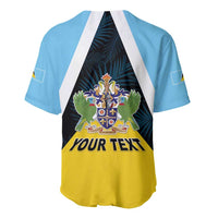 Personalised Saint Lucia Baseball Jersey Coat Of Arm With Palm Leaf Pattern