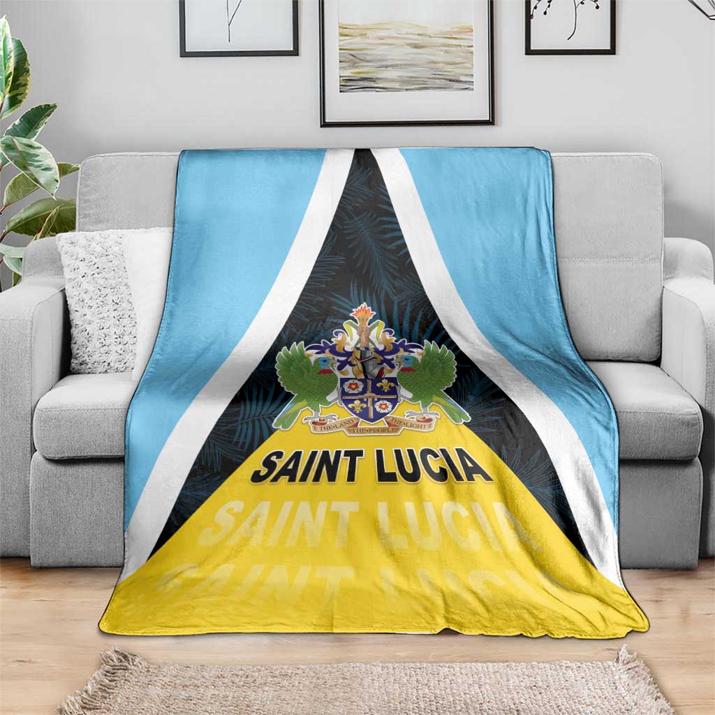Saint Lucia Blanket Coat Of Arm With Palm Leaf Pattern