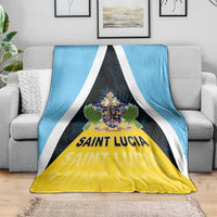 Saint Lucia Blanket Coat Of Arm With Palm Leaf Pattern