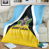 Saint Lucia Blanket Coat Of Arm With Palm Leaf Pattern