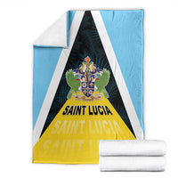 Saint Lucia Blanket Coat Of Arm With Palm Leaf Pattern