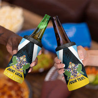 Personalised Saint Lucia 4 in 1 Can Cooler Tumbler Coat Of Arm With Palm Leaf Pattern