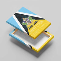 Saint Lucia Canvas Wall Art Coat Of Arm With Palm Leaf Pattern