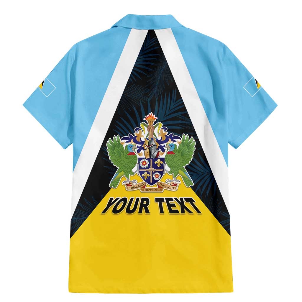 Personalised Saint Lucia Family Matching Mermaid Dress and Hawaiian Shirt Coat Of Arm With Palm Leaf Pattern