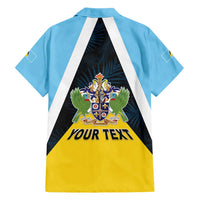 Personalised Saint Lucia Hawaiian Shirt Coat Of Arm With Palm Leaf Pattern