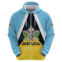 Personalised Saint Lucia Hoodie Coat Of Arm With Palm Leaf Pattern