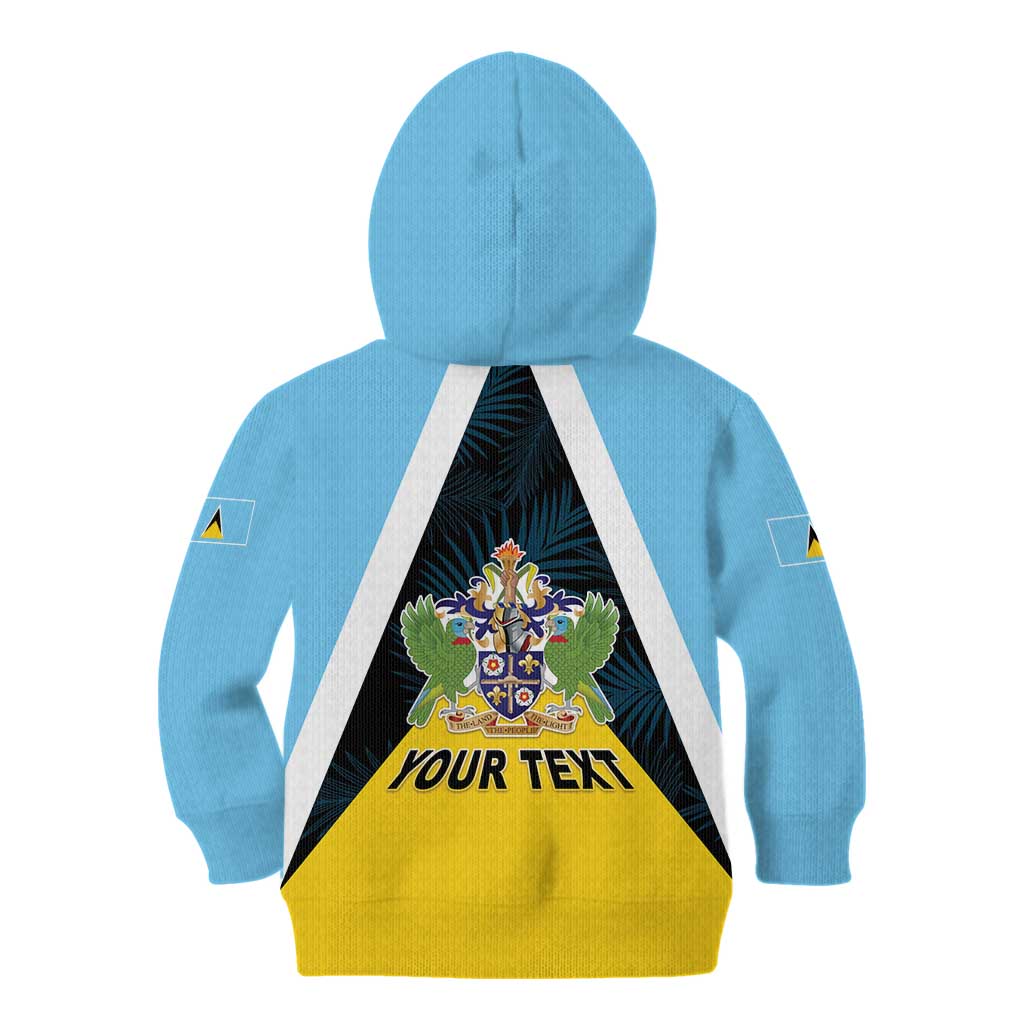 Personalised Saint Lucia Kid Hoodie Coat Of Arm With Palm Leaf Pattern