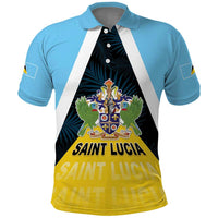 Personalised Saint Lucia Polo Shirt Coat Of Arm With Palm Leaf Pattern