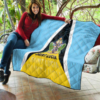 Saint Lucia Quilt Coat Of Arm With Palm Leaf Pattern