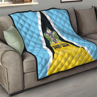 Saint Lucia Quilt Coat Of Arm With Palm Leaf Pattern