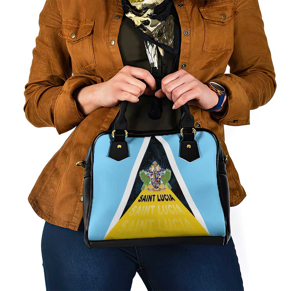 Saint Lucia Shoulder Handbag Coat Of Arm With Palm Leaf Pattern