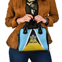 Saint Lucia Shoulder Handbag Coat Of Arm With Palm Leaf Pattern