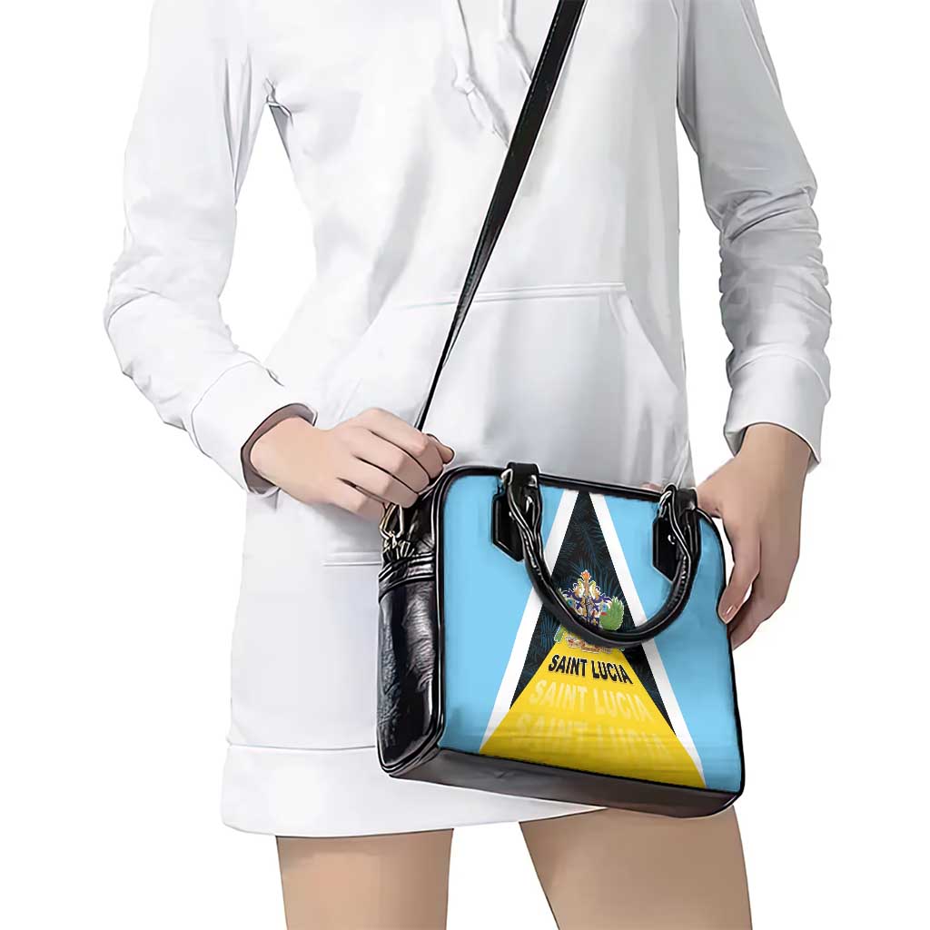 Saint Lucia Shoulder Handbag Coat Of Arm With Palm Leaf Pattern