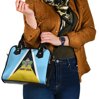 Saint Lucia Shoulder Handbag Coat Of Arm With Palm Leaf Pattern