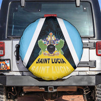 Saint Lucia Spare Tire Cover Coat Of Arm With Palm Leaf Pattern