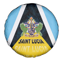 Saint Lucia Spare Tire Cover Coat Of Arm With Palm Leaf Pattern