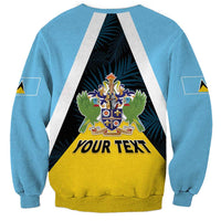 Personalised Saint Lucia Sweatshirt Coat Of Arm With Palm Leaf Pattern