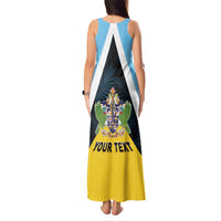 Personalised Saint Lucia Tank Maxi Dress Coat Of Arm With Palm Leaf Pattern
