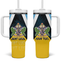 Personalised Saint Lucia Tumbler With Handle Coat Of Arm With Palm Leaf Pattern
