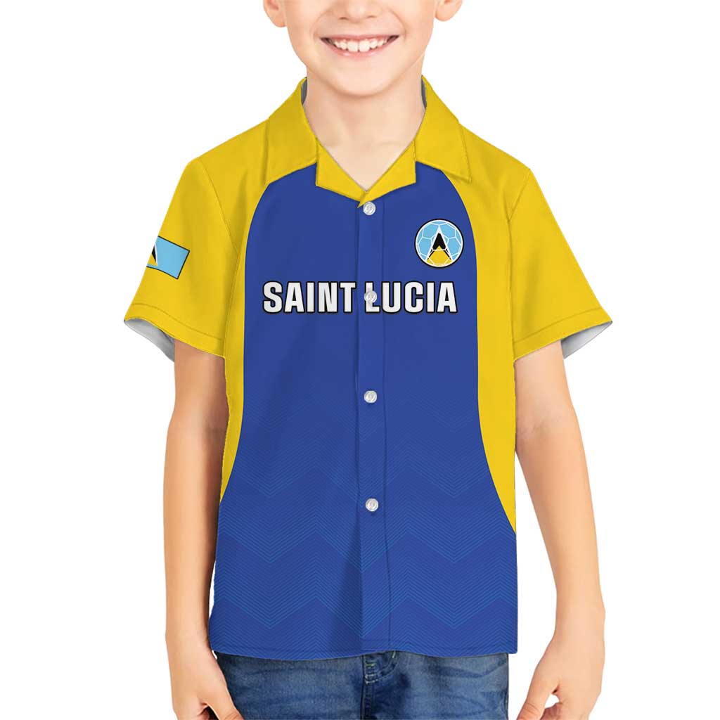 Custom Saint Lucia Football Family Matching Off Shoulder Short Dress and Hawaiian Shirt Sporty Style