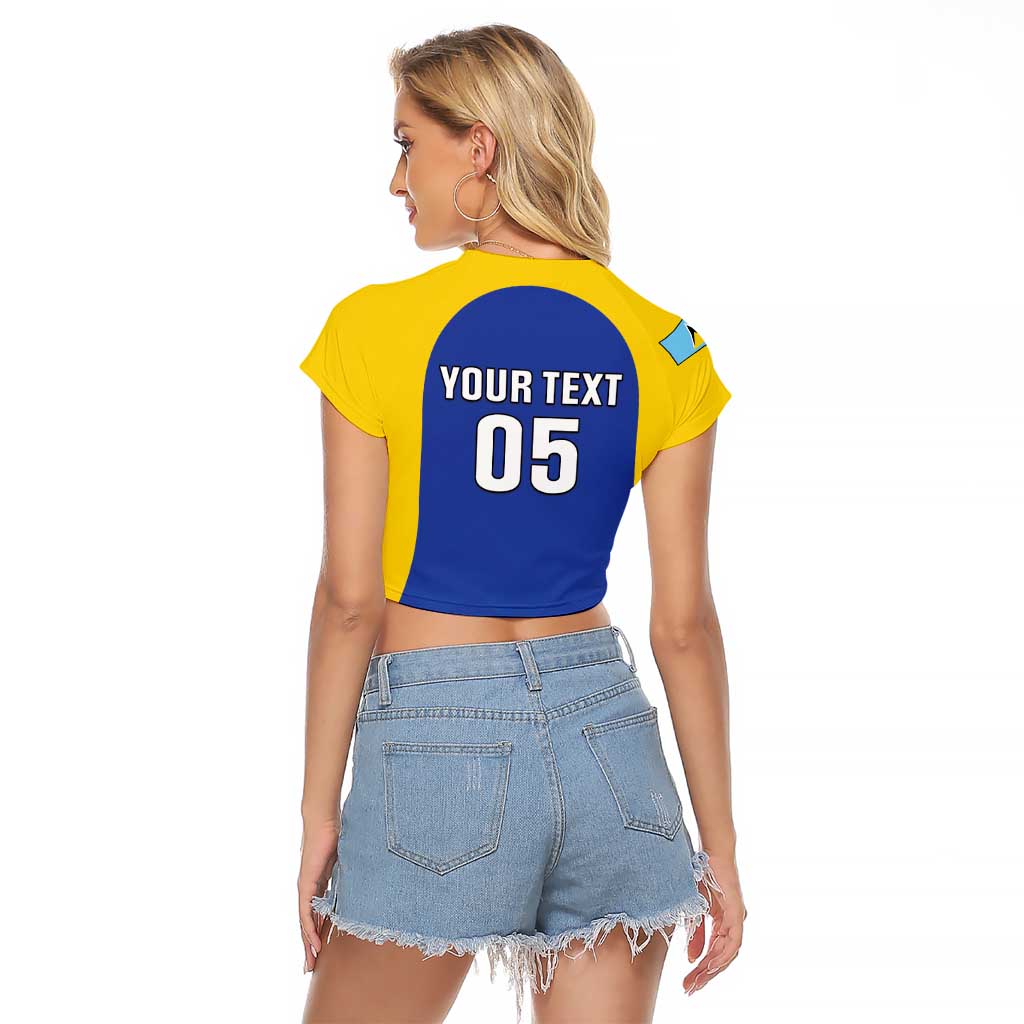 Custom Saint Lucia Football Raglan Cropped T Shirt Sporty Style