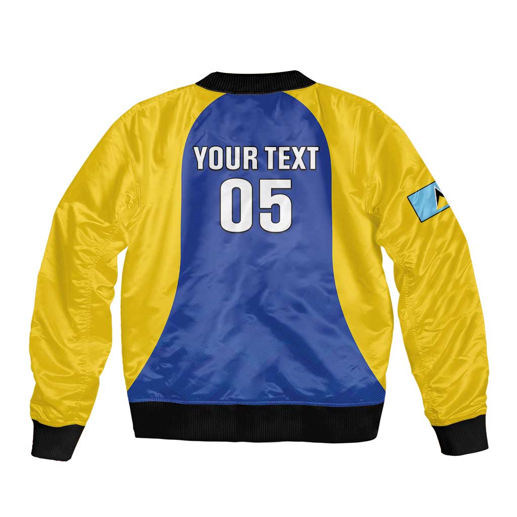 Custom Saint Lucia Football Sleeve Zip Bomber Jacket Sporty Style
