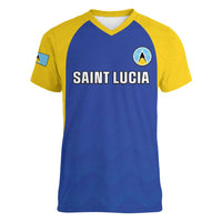 Custom Saint Lucia Football Women V-Neck T-Shirt Sporty Style