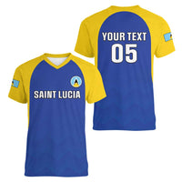 Custom Saint Lucia Football Women V-Neck T-Shirt Sporty Style