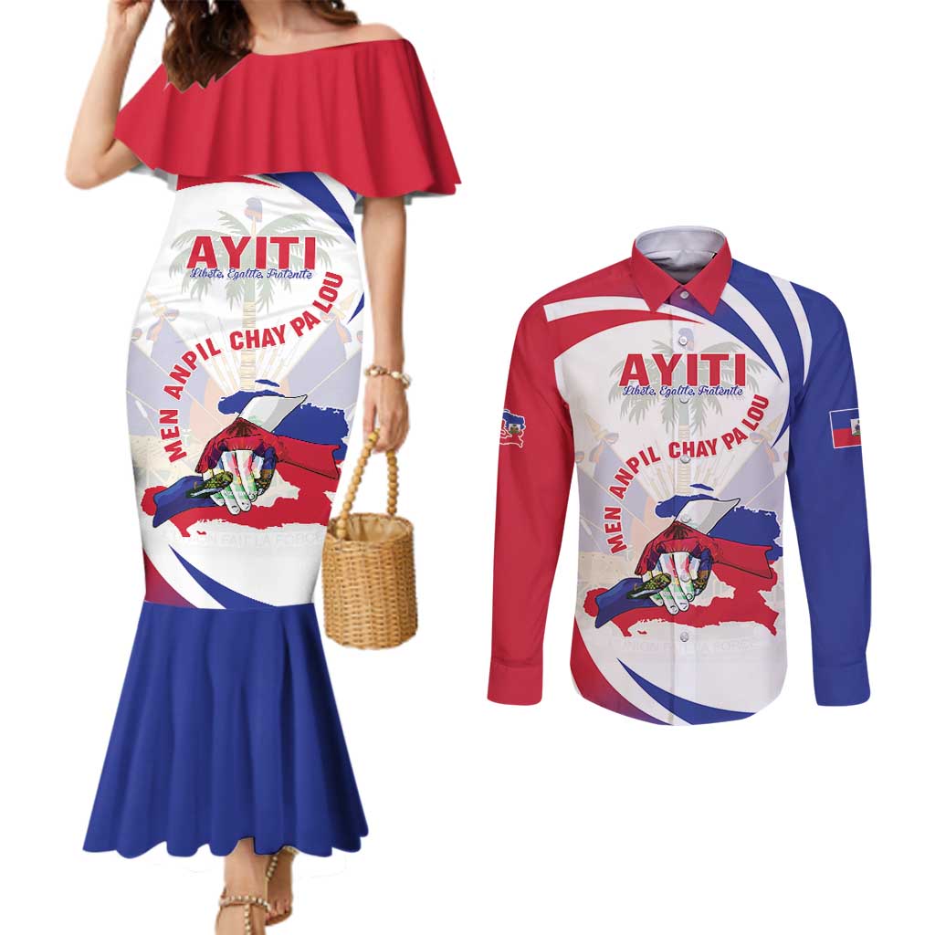Haiti Couples Matching Mermaid Dress and Long Sleeve Button Shirt Men Anpil Chay Pa Lou LT05