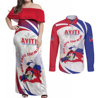 Haiti Couples Matching Off Shoulder Maxi Dress and Long Sleeve Button Shirt Men Anpil Chay Pa Lou LT05