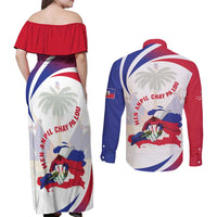 Haiti Couples Matching Off Shoulder Maxi Dress and Long Sleeve Button Shirt Men Anpil Chay Pa Lou LT05