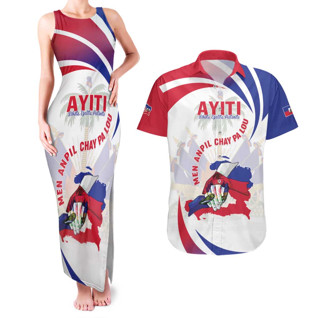 Haiti Couples Matching Tank Maxi Dress and Hawaiian Shirt Men Anpil Chay Pa Lou LT05