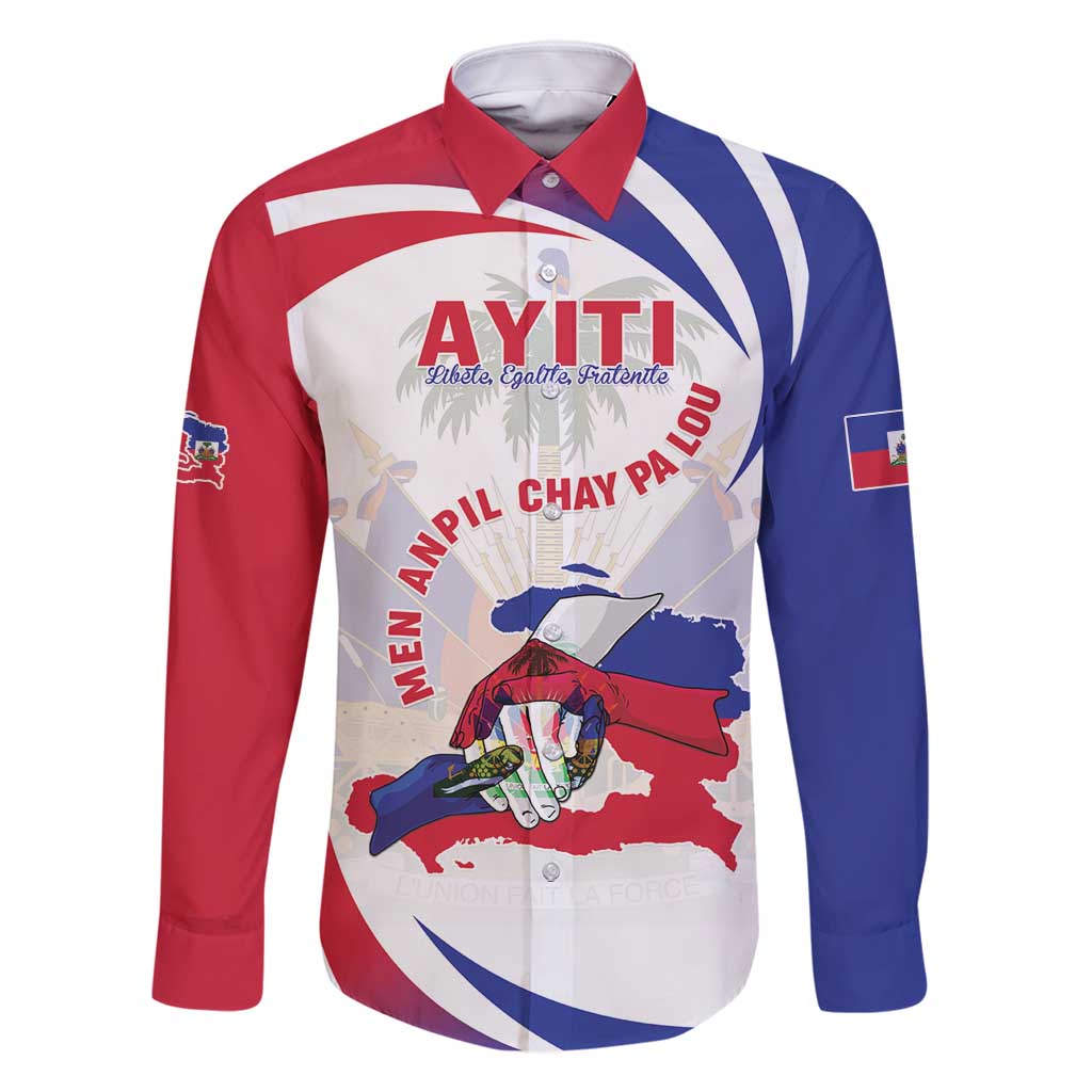 Haiti Family Matching Long Sleeve Bodycon Dress and Hawaiian Shirt Men Anpil Chay Pa Lou LT05