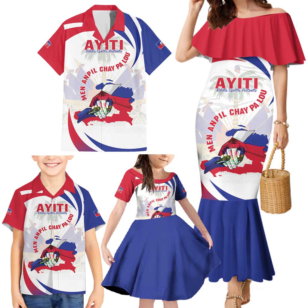 Haiti Family Matching Mermaid Dress and Hawaiian Shirt Men Anpil Chay Pa Lou LT05