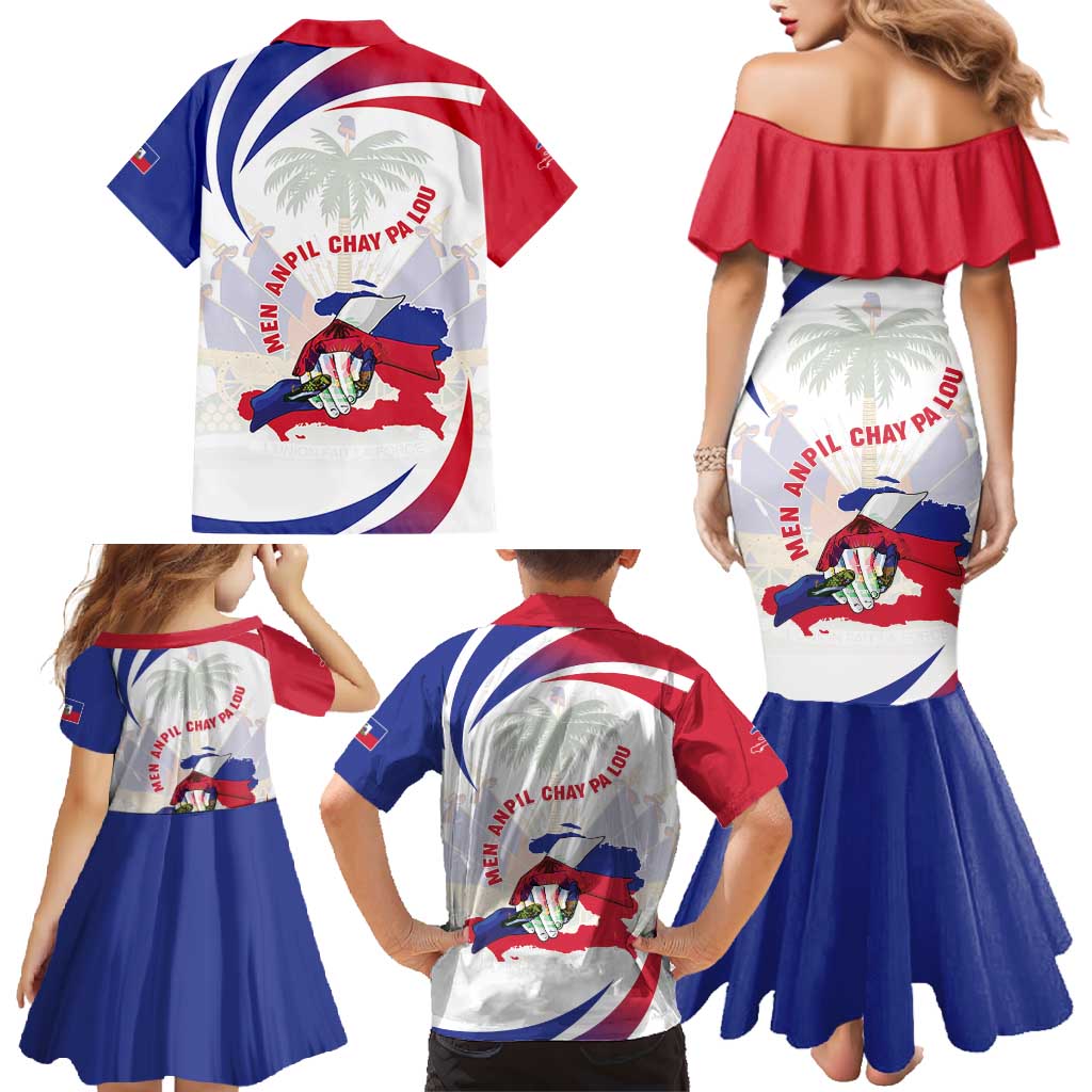 Haiti Family Matching Mermaid Dress and Hawaiian Shirt Men Anpil Chay Pa Lou LT05