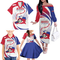 Haiti Family Matching Off The Shoulder Long Sleeve Dress and Hawaiian Shirt Men Anpil Chay Pa Lou LT05